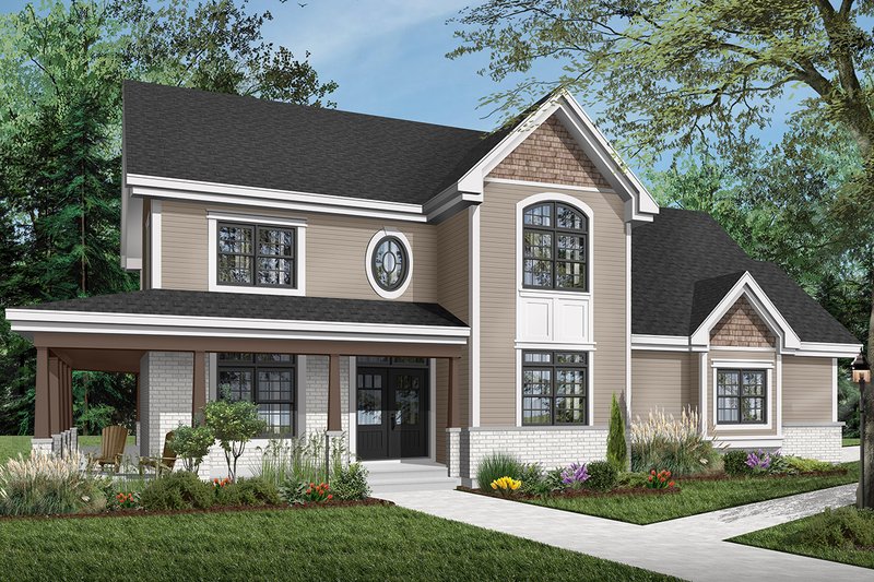Dream House Plan - Exterior - Front Elevation 4 for Traditional House Plan #23-603 - 4 bed, 3.5 bath