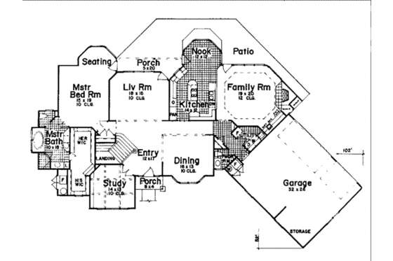 Floor Plan - Main Floor for European House Plan #52-158 - 4 bed, 4.5 bath