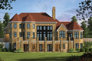 Exterior - Rear Elevation for European House Plan #20-2388 - 4 bed, 4.5 bath