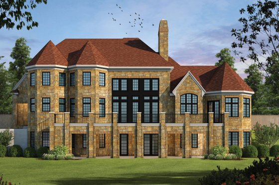 Exterior - Rear Elevation for European House Plan #20-2388 - 4 bed, 4.5 bath