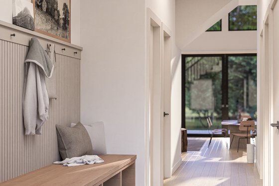 Interior - Entry for Cabin House Plan #1114-7 - 3 bed, 2 bath