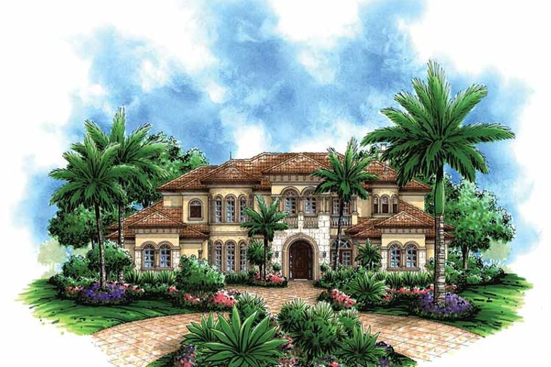 Architectural House Design - Mediterranean Exterior - Front Elevation Plan #1017-45