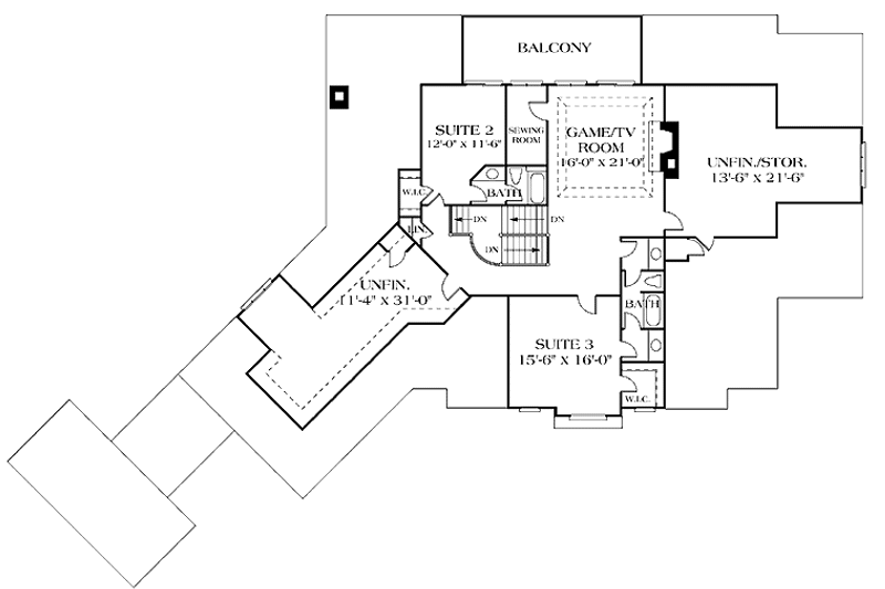 Home Plan - Floor Plan - Upper Floor for Mediterranean House Plan #453-193 - 3 bed, 3.5 bath