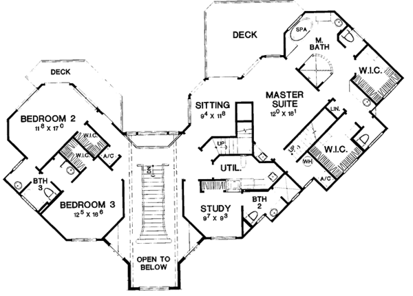 House Blueprint - Contemporary Floor Plan - Upper Floor Plan #472-213