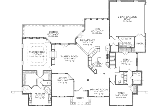 Floor Plan - Main Floor for European House Plan #63-122 - 3 bed, 3.5 bath