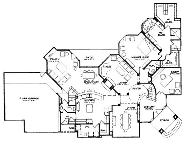 House Design - Mediterranean Floor Plan - Main Floor Plan #1021-6