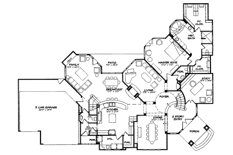 Home Plan - Floor Plan - Main Floor for Mediterranean House Plan #1021-6 - 4 bed, 3 bath