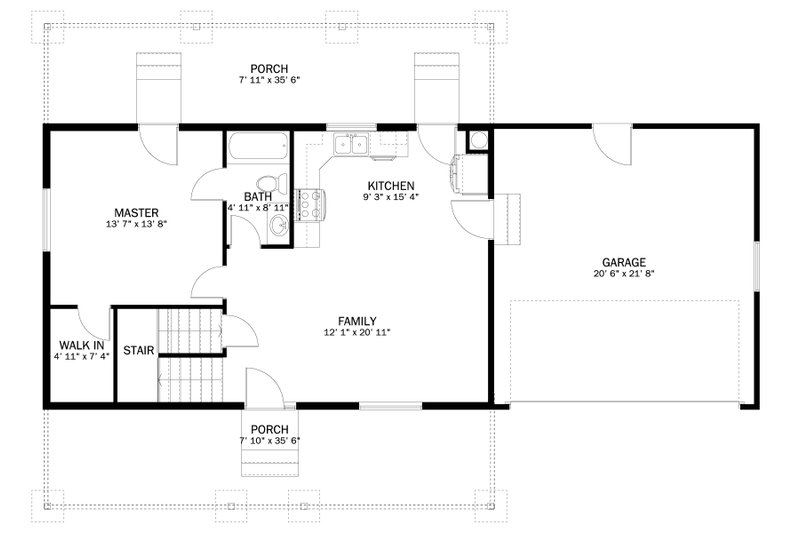 Home Plan - Floor Plan - Main Floor for Farmhouse House Plan #1060-235 - 4 bed, 2 bath