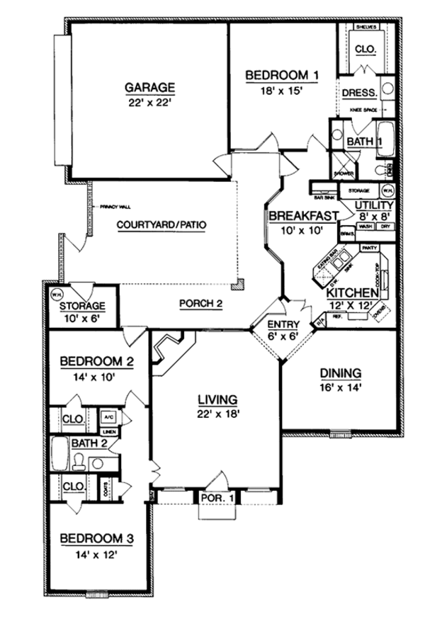 Country Floor Plan - Main Floor Plan #45-478