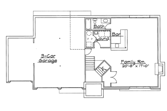 Floor Plan - Lower Floor for Traditional House Plan #31-132 - 3 bed, 3 bath