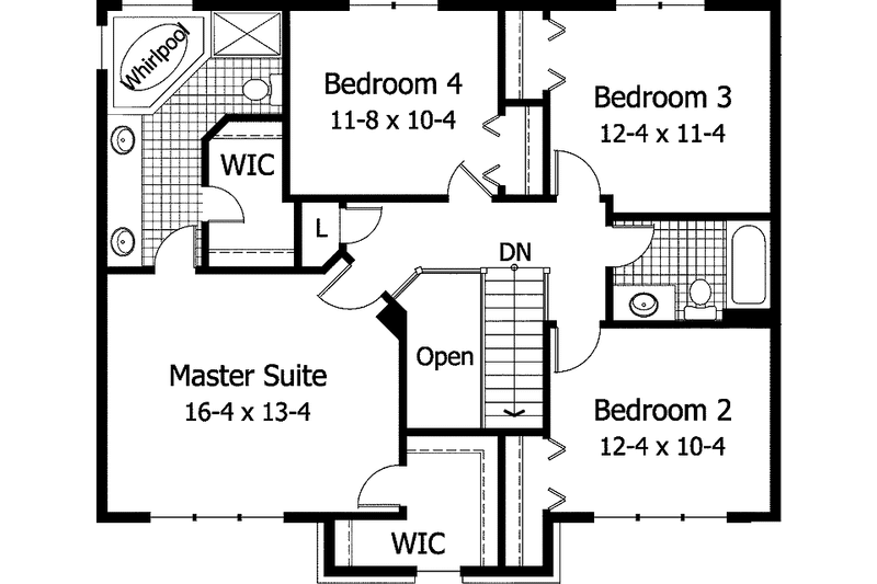 Home Plan - Floor Plan - Upper Floor for Colonial House Plan #51-764 - 4 bed, 2.5 bath