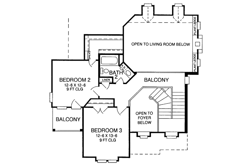 Architectural House Design - Floor Plan - Upper Floor for Country House Plan #952-136 - 3 bed, 2.5 bath