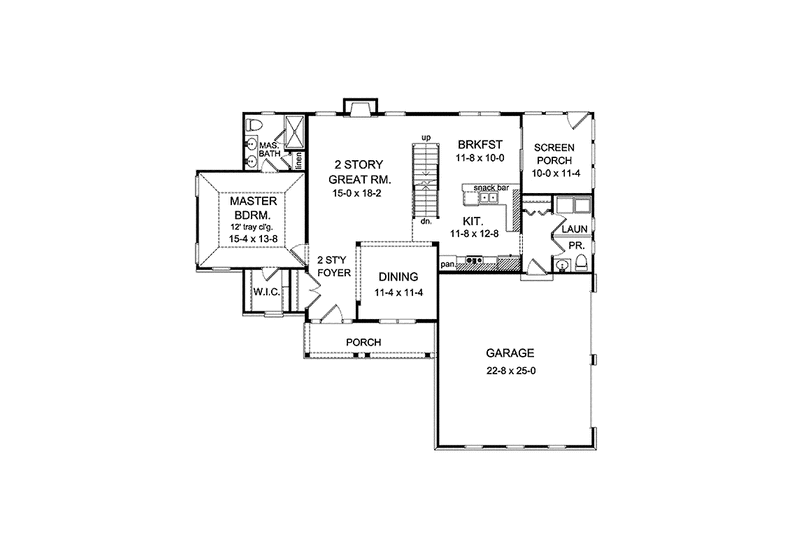 Dream House Plan - Floor Plan - Main Floor for Country House Plan #1010-6 - 3 bed, 2.5 bath