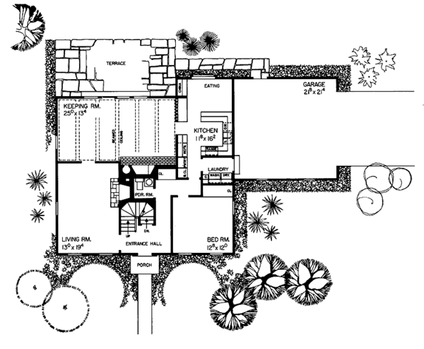 House Blueprint - Colonial Floor Plan - Main Floor Plan #72-672