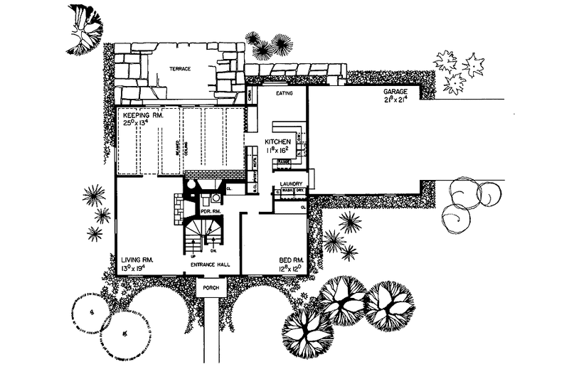 Architectural House Design - Floor Plan - Main Floor for Colonial House Plan #72-672 - 3 bed, 1.5 bath