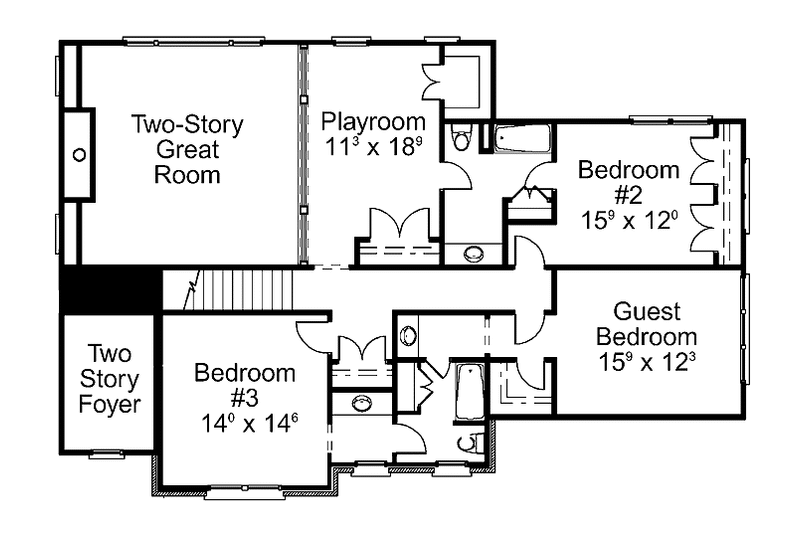 Home Plan - Floor Plan - Upper Floor for Colonial House Plan #429-409 - 4 bed, 3.5 bath