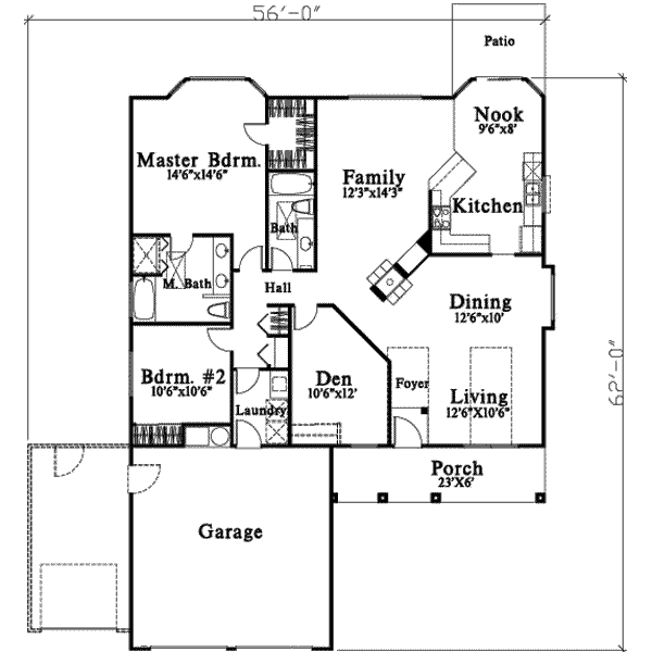 Traditional Style House Plan - 2 Beds 2 Baths 1751 Sq/Ft Plan #78-200 ...