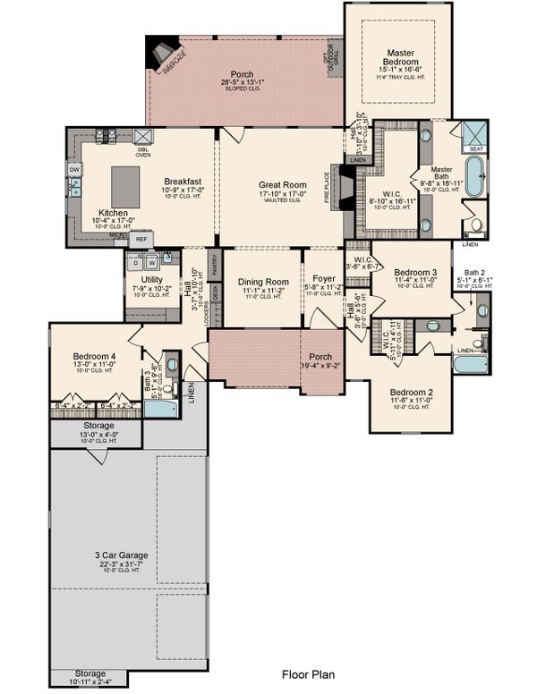 Architectural House Design - Farmhouse Floor Plan - Main Floor Plan #1081-22