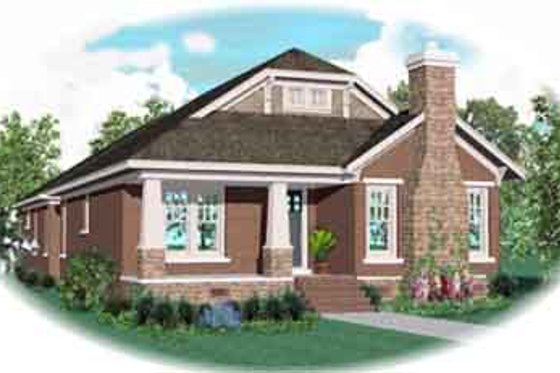 Exterior - Front Elevation for Bungalow House Plan #81-1190 - 3 bed, 3 bath