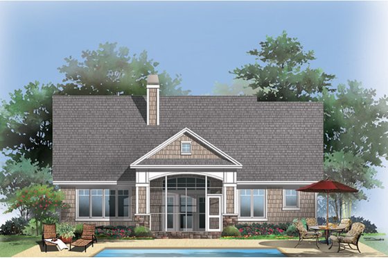 Exterior - Rear Elevation 1 for Craftsman House Plan #929-916 - 3 bed, 2 bath