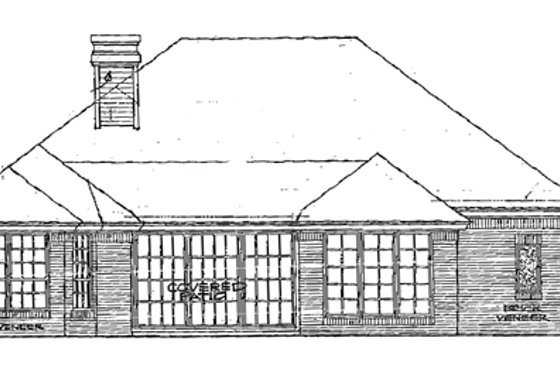 Exterior - Rear Elevation for European House Plan #310-919 - 3 bed, 2.5 bath