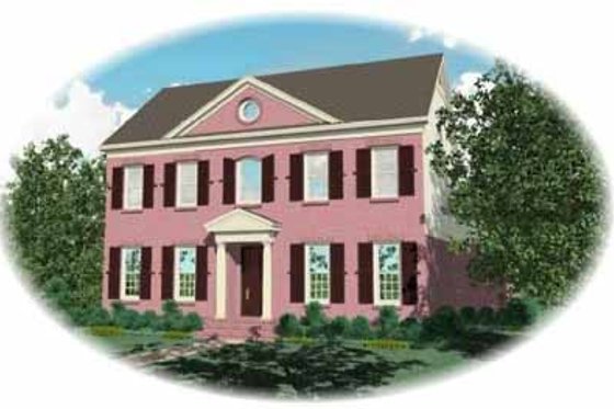Exterior - Front Elevation for Colonial House Plan #81-364 - 4 bed, 4 bath