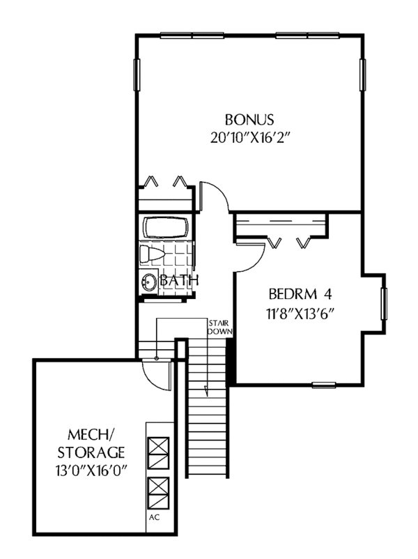House Blueprint - Mediterranean Floor Plan - Upper Floor Plan #999-133