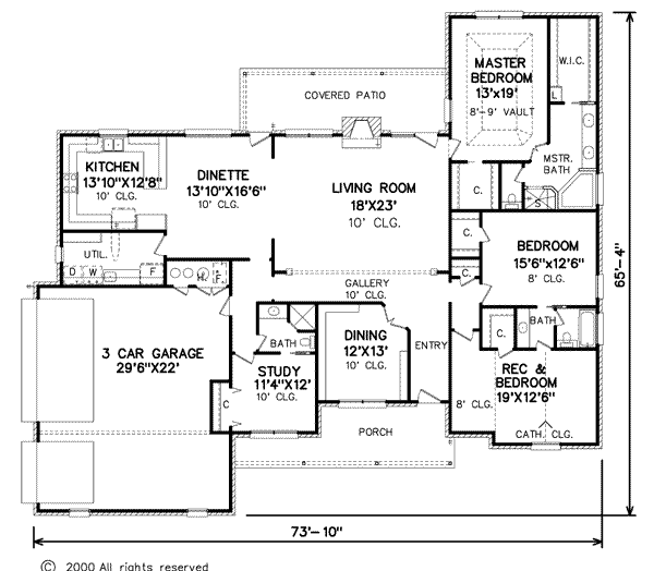 Ranch Floor Plan - Main Floor Plan #65-282