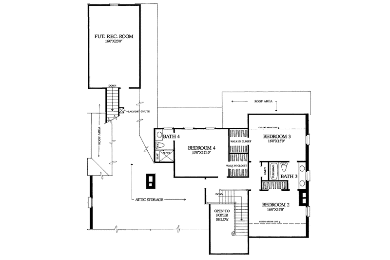 Home Plan - Floor Plan - Upper Floor for Classical House Plan #137-315 - 4 bed, 3.5 bath