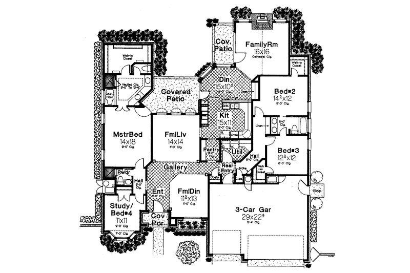 Home Plan - Floor Plan - Main Floor for European House Plan #310-1212 - 4 bed, 2.5 bath