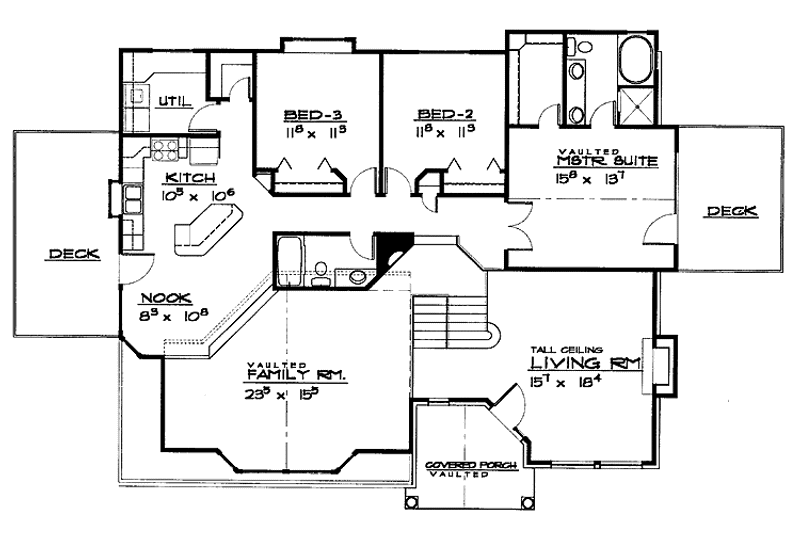 House Blueprint - Floor Plan - Upper Floor for Contemporary House Plan #308-256 - 3 bed, 2 bath