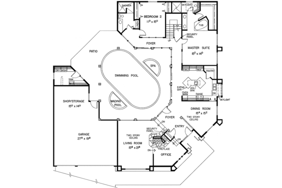 Floor Plan - Main Floor for Mediterranean House Plan #60-782 - 5 bed, 3 bath
