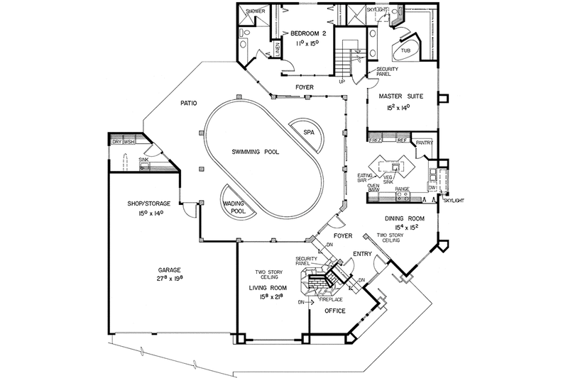 Home Plan - Floor Plan - Main Floor for Mediterranean House Plan #60-782 - 5 bed, 3 bath