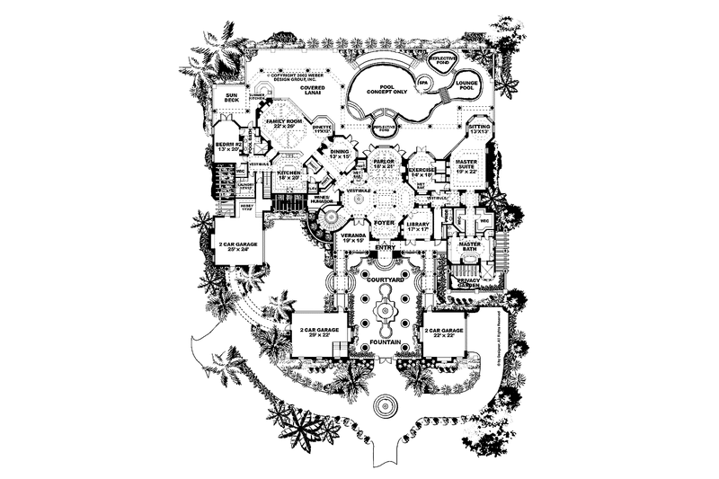Dream House Plan - Floor Plan - Main Floor for Mediterranean House Plan #1017-77 - 6 bed, 6.5 bath