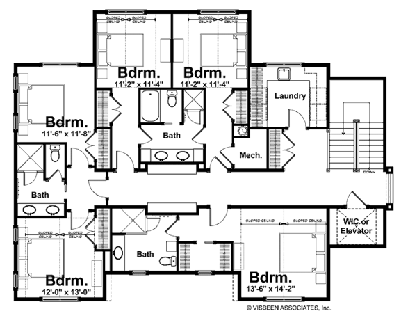 Craftsman Floor Plan - Upper Floor Plan #928-173