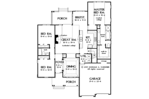 Floor Plan - Main Floor for Ranch House Plan #929-645 - 3 bed, 2 bath