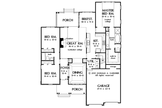 Floor Plan - Main Floor for Ranch House Plan #929-645 - 3 bed, 2 bath