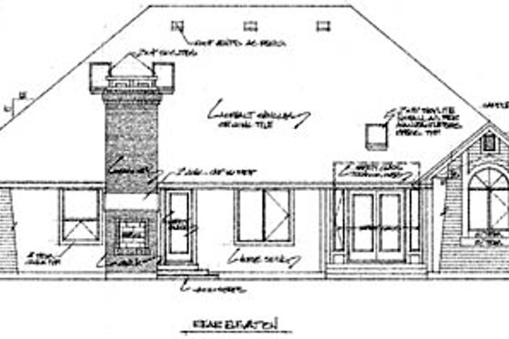 Exterior - Rear Elevation for European House Plan #47-274 - 3 bed, 2.5 bath