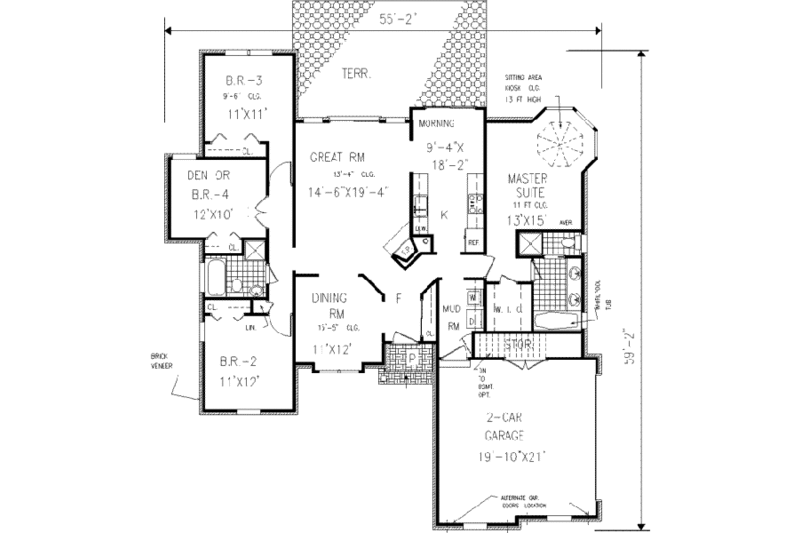 Dream House Plan - Floor Plan - Main Floor for European House Plan #3-142 - 3 bed, 2 bath