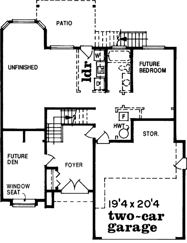 House Blueprint - Traditional Floor Plan - Lower Floor Plan #47-916