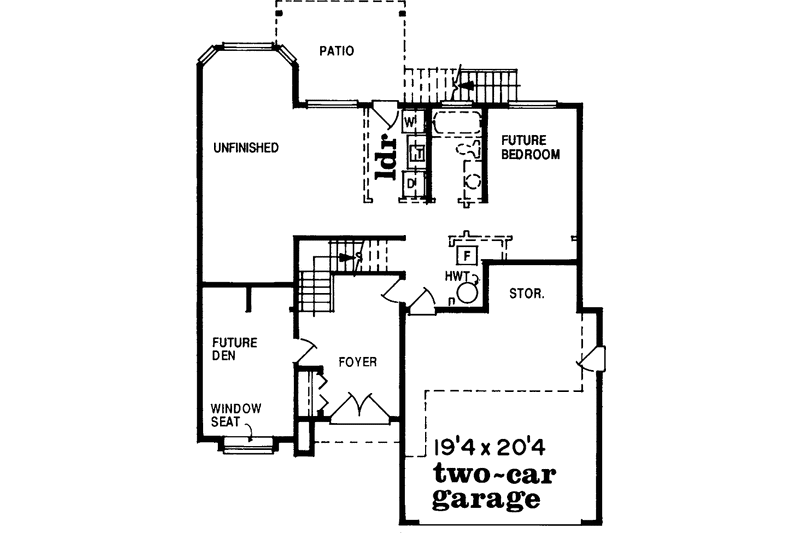 House Blueprint - Floor Plan - Lower Floor for Traditional House Plan #47-916 - 3 bed, 2 bath