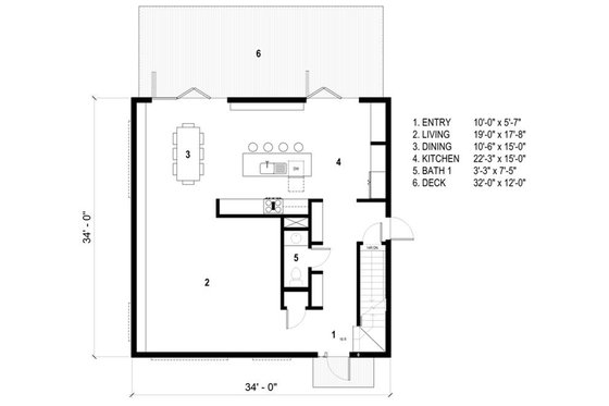Floor Plan - Main Floor for Modern House Plan #497-26 - 3 bed, 2.5 bath
