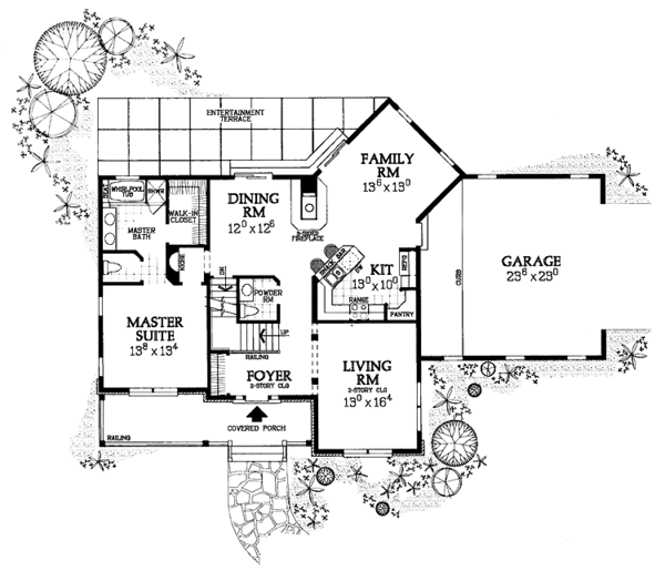 House Plan Design - Country Floor Plan - Main Floor Plan #72-1091