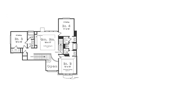 House Blueprint - European Floor Plan - Upper Floor Plan #974-11