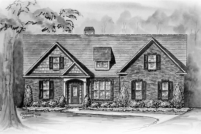 House Blueprint - Exterior - Front Elevation 3 for Ranch House Plan #54-234 - 3 bed, 2 bath