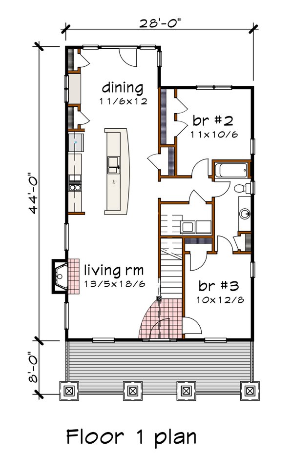 Bungalow Floor Plan - Main Floor Plan #79-349