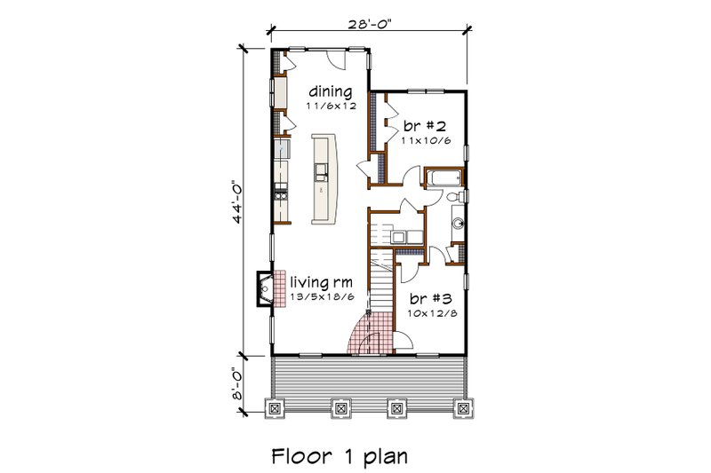 Dream House Plan - Floor Plan - Main Floor for Bungalow House Plan #79-349 - 3 bed, 2 bath