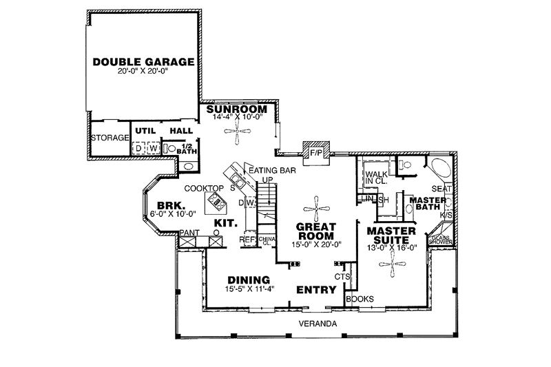 Home Plan - Floor Plan - Main Floor for Traditional House Plan #34-245 - 3 bed, 2.5 bath