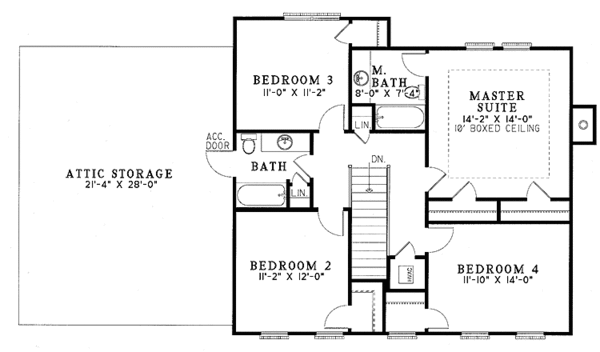 Home Plan - Classical Floor Plan - Upper Floor Plan #17-3044