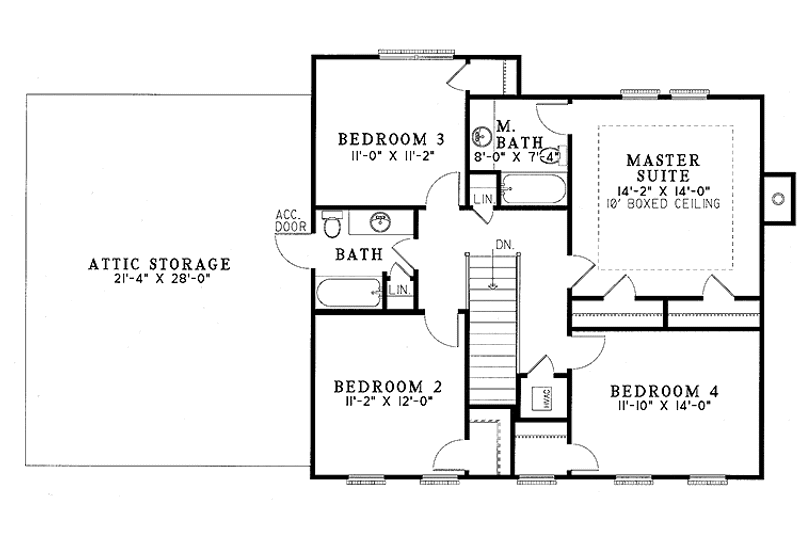 Home Plan - Floor Plan - Upper Floor for Classical House Plan #17-3044 - 4 bed, 2.5 bath